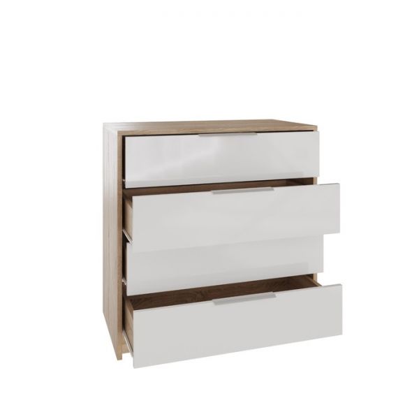 Комод с 4-мя ящиками Нордик, 770х445х790, Дуб сонома светлый/Белая Аляска