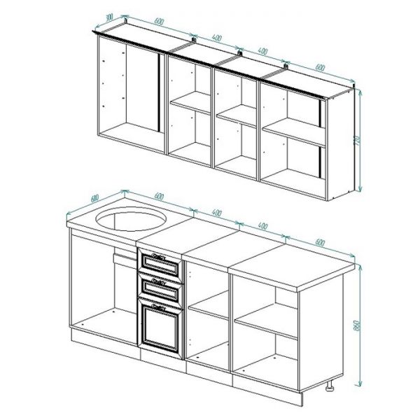 Кухонный гарнитур Легенда-34  2,0 Ясень Анкор Нордик/Ясень Анкор Темный