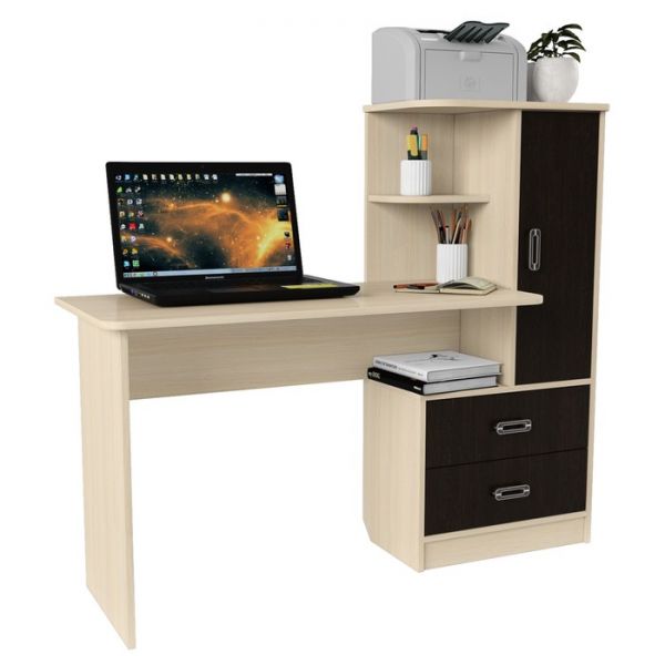 Стол компьютерный Альянс 9, 1450х520х1250, Бодега светлый/Темный