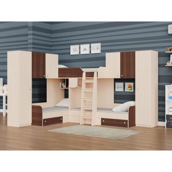 Детский комплекс «Трио 3», цвет дуб молочный / орех