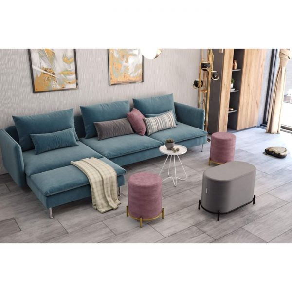 Банкетка Sheffilton SHT-B6 360х360х450 микровелюр пыльная роза/металл золото