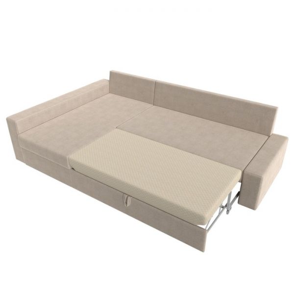 Угловой диван «Версаль», механизм дельфин, рогожка, правый угол, цвет бежевый