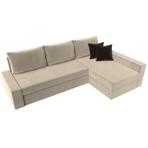 Угловой диван «Версаль», механизм дельфин, микровельвет, цвет бежевый