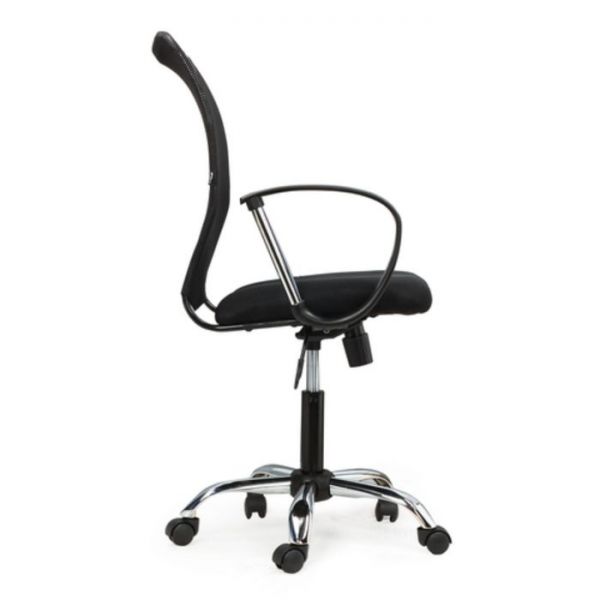 Кресло оператора BRABIX Spring MG-308, с подлокотниками, хром, ткань чёрная