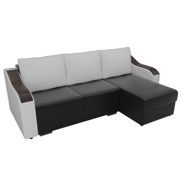 Угловой диван «Монако», механизм еврокнижка, экокожа, цвет бежевый / коричневый