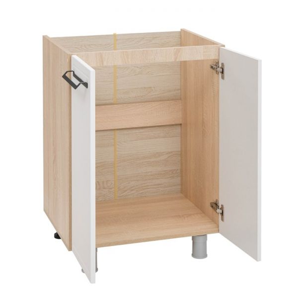 Шкаф наполный под мойку Квадро 800х470х826 Дуб сонома/Нубук Милк