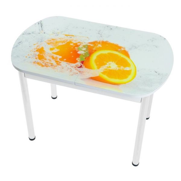 Стол раздвижной с фп Лайм 2 1100/1500х700х777 стол. Стекл./Пояс белый/прямые ноги