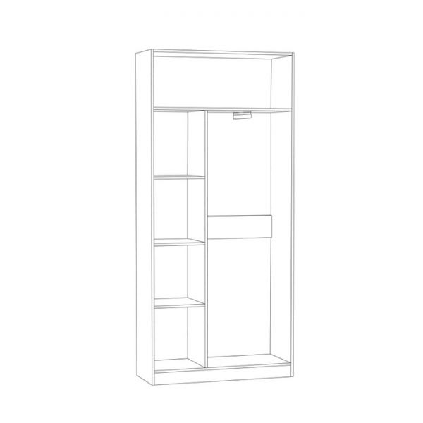 Шкаф для одежды Ливерпуль, 1000х414х2203, Белый/Ясень ваниль