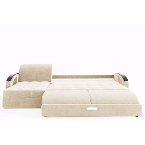 Угловой диван «Дубай», угол левый, еврокнижка, МДФ венге, цвет селфи 01, подушки селфи 03