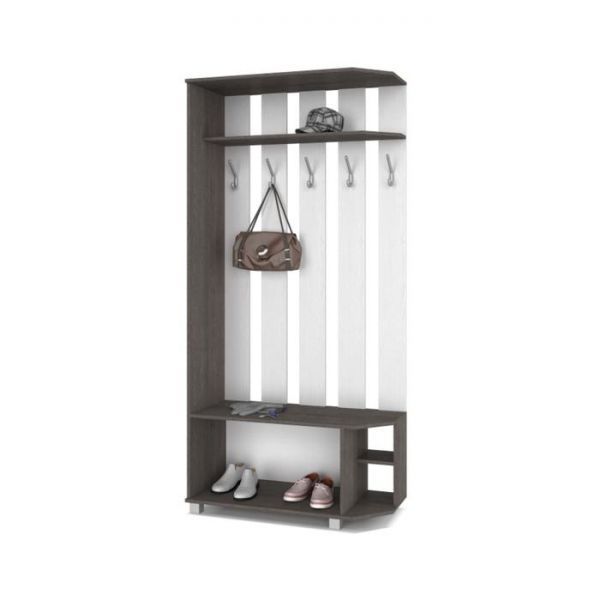 Прихожая Карина К83 1000x420x2100 5 крючков угол Анкор темный/светлый