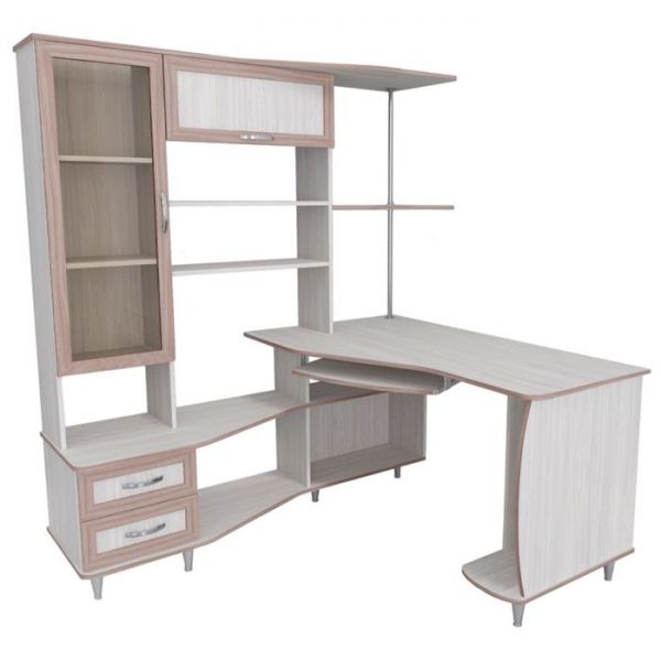 Стол компьютерный Альфа-4 планка Левый Дуб молочный/венге