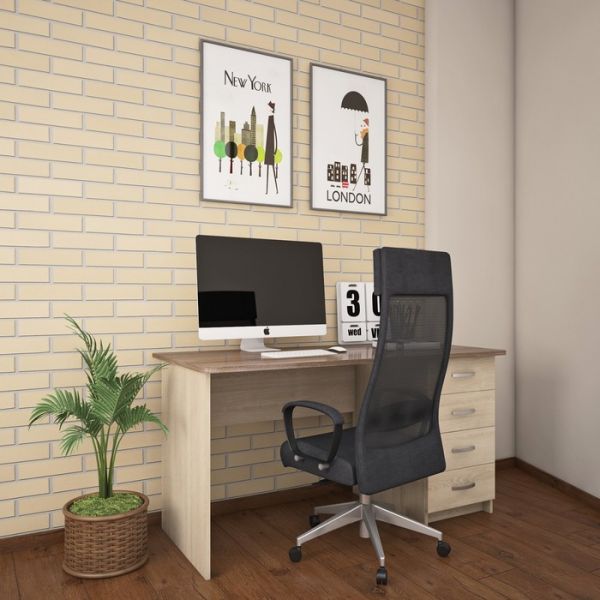 Стол письменный «Сити 4», 1450 ? 650 ? 748 мм, цвет дуб сонома / дуб сакраменто тёмный