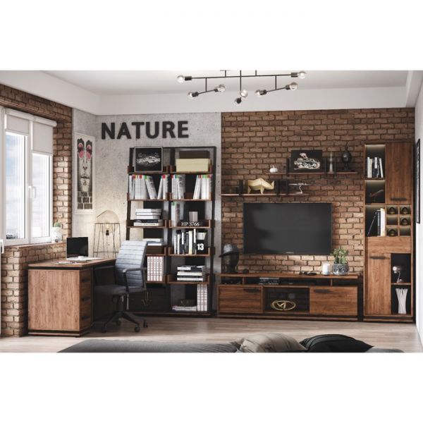 Шкаф Nature 2, 560 ? 400 ? 2116 мм, цвет гаскон пайн / чёрный