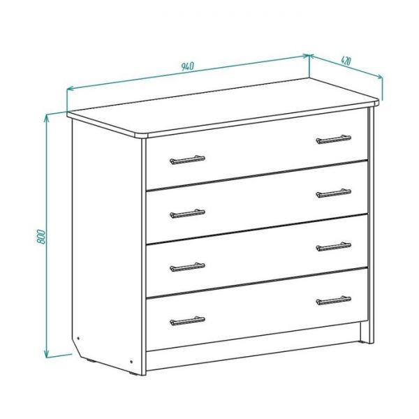 Комод К-3 800х940х420 Дуб выбеленный/Венге