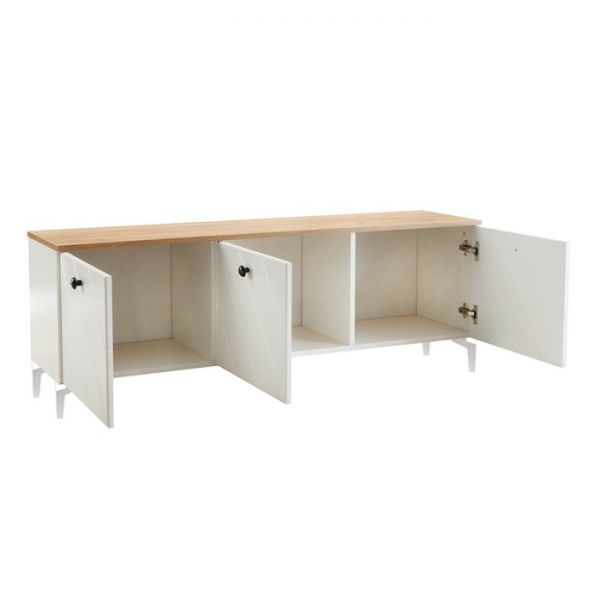 Тумба под ТВ 13.267.03, 1384х349х536, Белый МДФ/Альберо /опоры металл