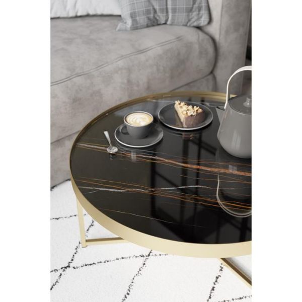 Стол журнальный «Ориндж», 755 ? 755 ? 350 мм, цвет сахара нуар / чёрный матовый»