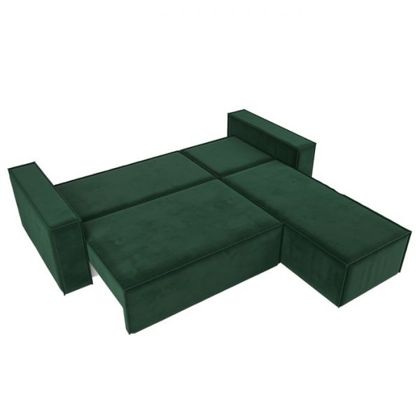 Угловой диван «Куба», механизм еврокнижка, велюр, цвет бежевый