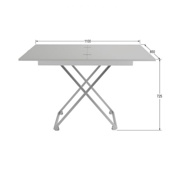 Стол трансформируемый «АНДРЭ Хром», 850 (1102) ? 550 (850) ? 575 (725) мм, цвет белый