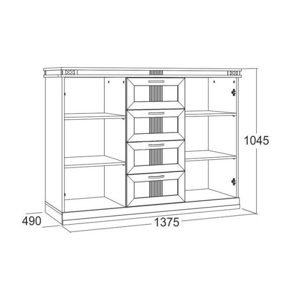 Комод «Ольга 18», 1375 ? 490 ? 1045, ЛДСП / МДФ, цвет валенсия