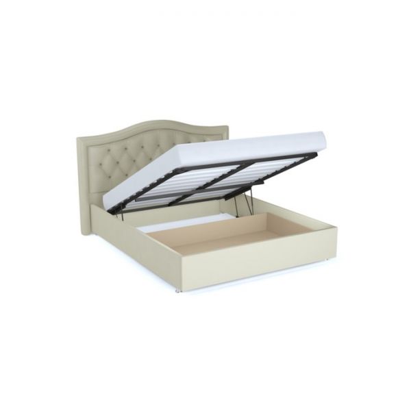 Кровать «Ротонда» с ПМ, 1400 ? 2000 мм, встроенное основание, экокожа, цвет бежевый