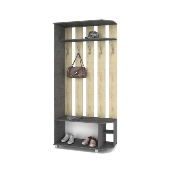 Прихожая Карина К83 1000x420x2100 5 крючков угол Камень темный/дуб ирландский