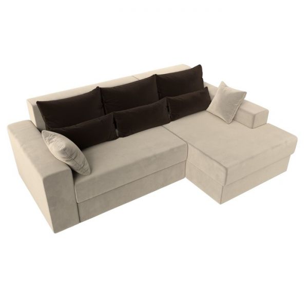 Угловой диван «Мэдисон», механизм еврокнижка, микровельвет, цвет коричневый