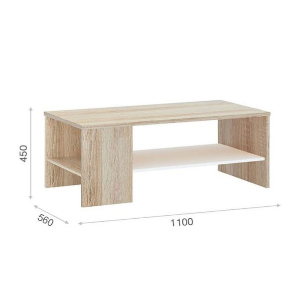 Стол журнальный «Стелс 110», 1100 ? 560 ? 450 мм, цвет дуб сонома / белый