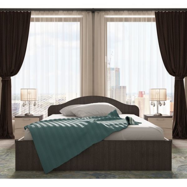 Кровать Кр-2, 1400х2000, Дуб выбеленный/Венге