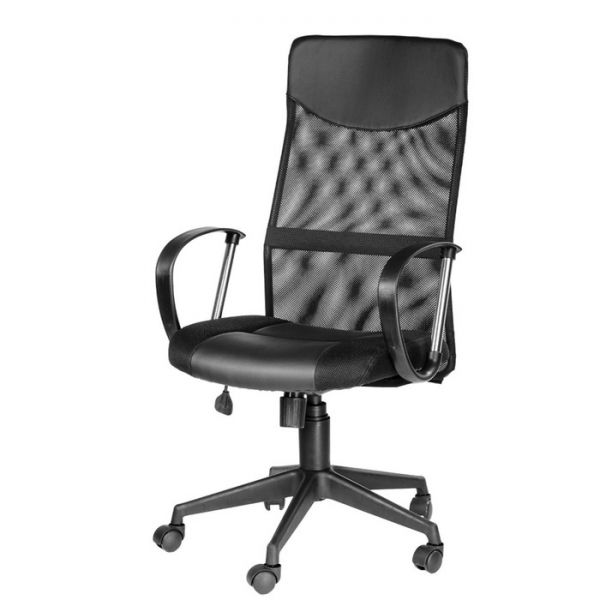 Кресло "Оксфорд Б" экокожа lux чёрная/тканьTW-11, с механизмом качания