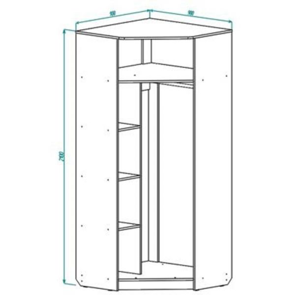 Шкаф угловой ШУ 2100х900х900 Дуб сонома