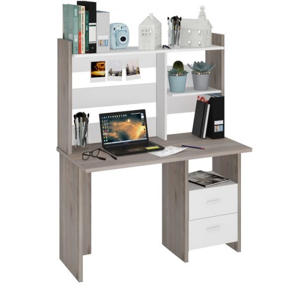 Компьютерный стол, 1200 ? 600 ? 1520 мм, цвет нельсон/белый