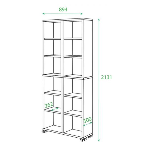 Стеллаж, 890 ? 300 ? 2130 мм, цвет белый жемчуг