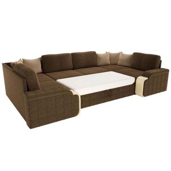 П-образный диван «Николь», механизм дельфин, микровельвет, цвет бежевый