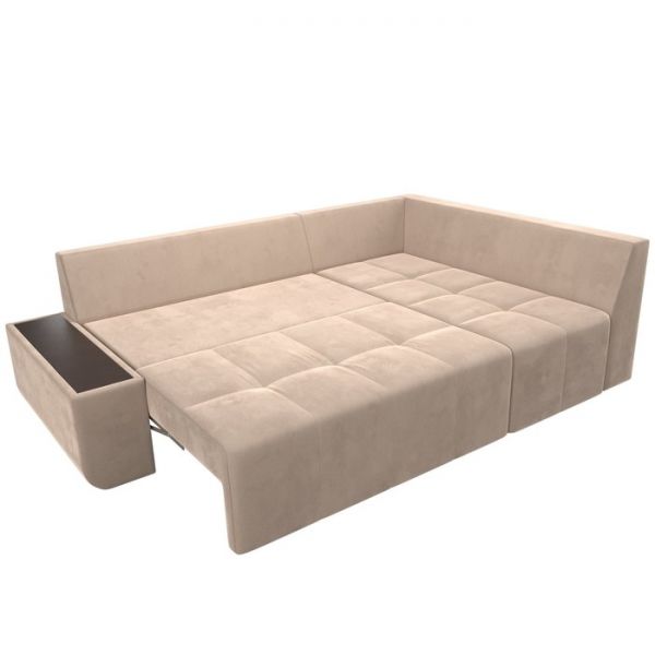 Угловой диван «Амадэус», правый угол, велюр, цвет бежевый
