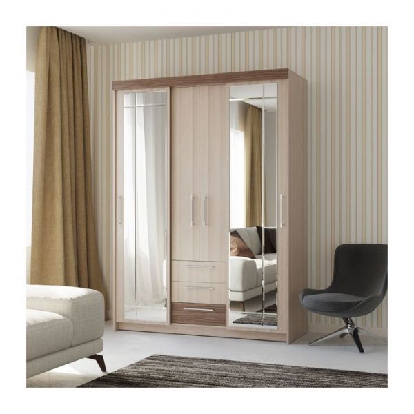 Шкаф-купе с ящиками Олимп 1600х575х2220 Ясень шимо светлый МДФ-яс.темный