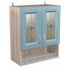 Шкаф-витрина навесной с полкой Кантри 600х300х720 Дуб молочный/Голубой
