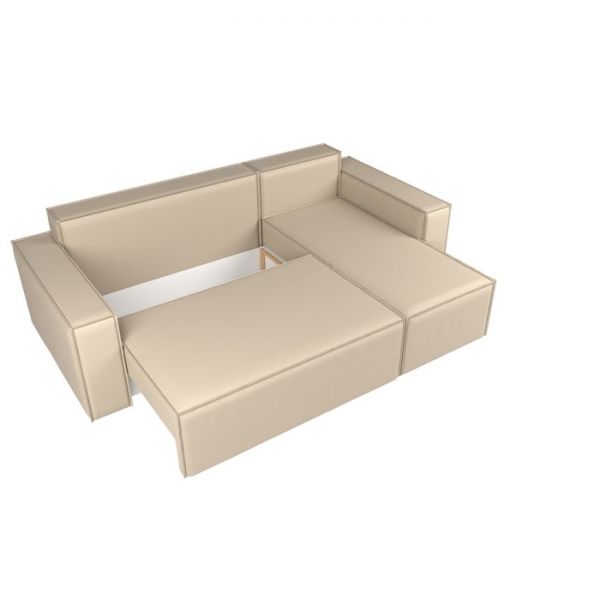 Угловой диван «Куба», механизм еврокнижка, экокожа, цвет бежевый