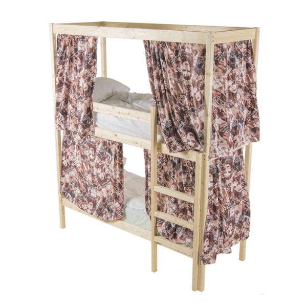 Двухъярусная кровать c каркасом для штор, 70 ? 190 см, цвет сосна