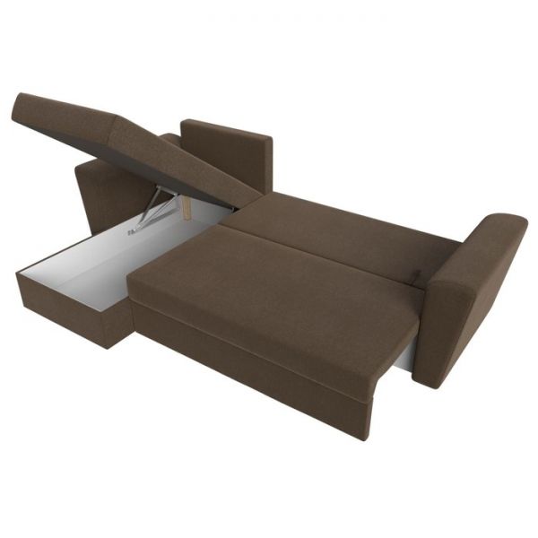 Угловой диван «Амстердам лайт», еврокнижка, правый угол, рогожка, цвет коричневый