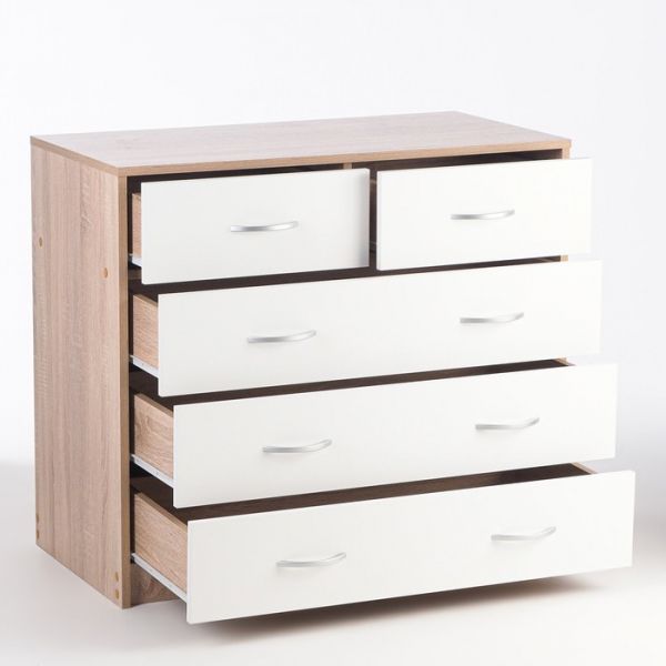 Комод 5 ящиков  900х480х800 дуб сонома/белый