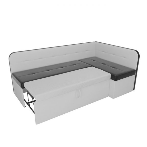 Кухонный угловой диван «Форест», механизм дельфин, экокожа, цвет белый / чёрный