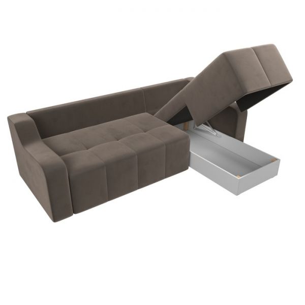 Угловой диван «Элида», правый угол, велюр, цвет бежевый