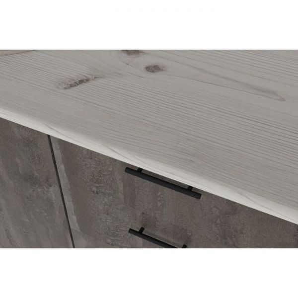 Кухонный угловой гарнитур Сиена прайм 2000х1100 Белый/Сосна/Дуб грей, бетон темный