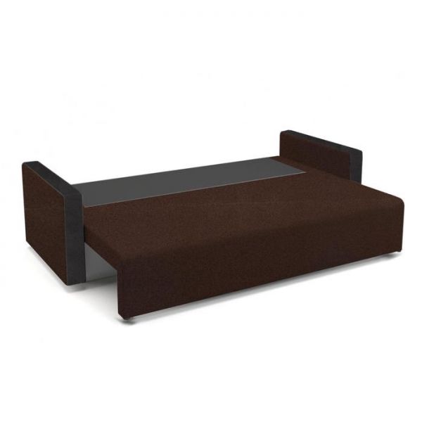 Диван «Алиса 4», еврокнижка, бельевой ящик, ткань рогожка, цвет bahama ash/теоs dark brown