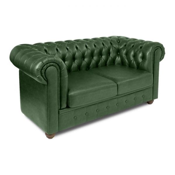 Диван "Честерфилд" 2х местный, экокожа, темно-зеленый