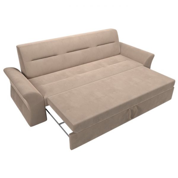 Прямой диван «Клайд», механизм дельфин, велюр, цвет бежевый