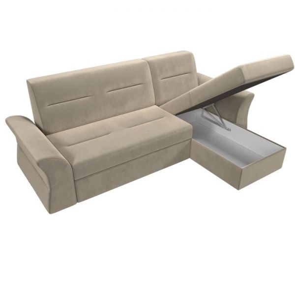 Угловой диван «Клайд», механизм дельфин, микровельвет, цвет бежевый