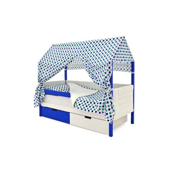 Детская кровать-домик мягкий Бельмарко  Svogen сине-белый