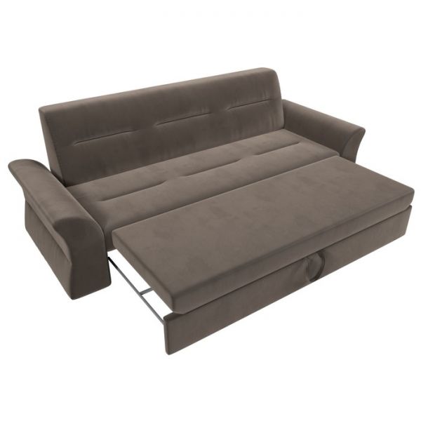 Прямой диван «Клайд», механизм дельфин, велюр, цвет бежевый