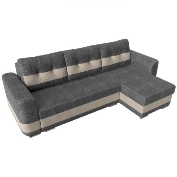 Угловой диван «Честер», механизм еврокнижка, рогожка, цвет серый / бежевый